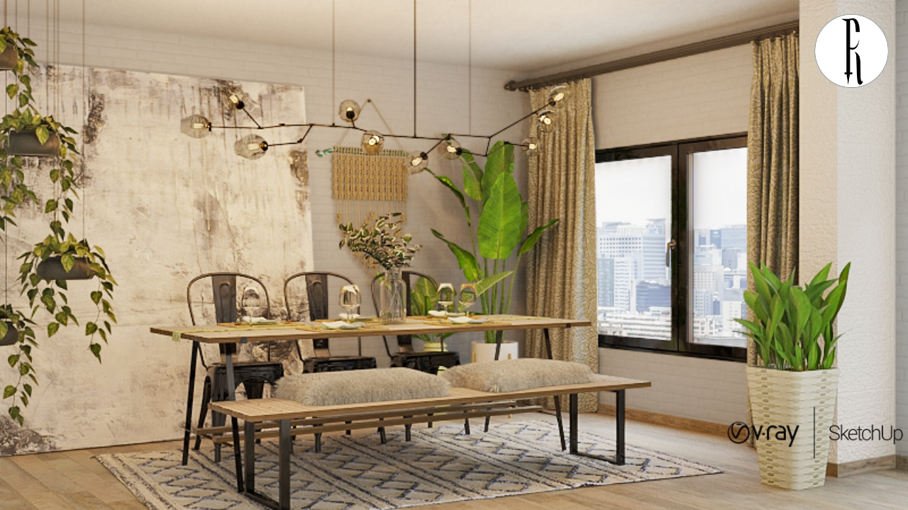 Minimal Dining Room | Speed Modeling | Sketchup & VRay Next